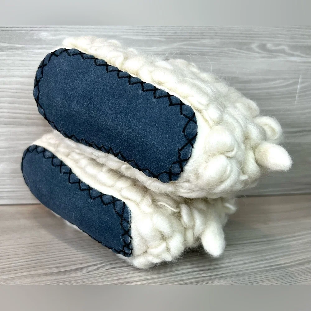 New Sew Heart Felt Lamb Sheep Baby Slippers Wool Handmade Size‎ 1-2 Years